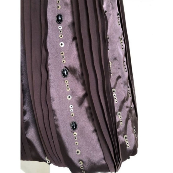 Sue Wong Brown Satin Beaded Slip Dress - Picture 8 of 10